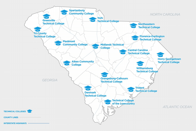 SC Technical College System Map